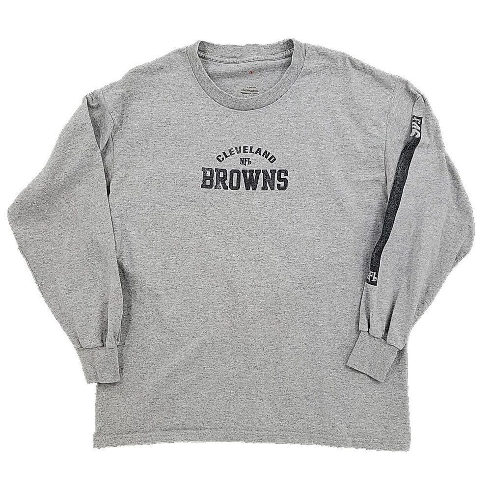 Cleveland Browns Mens T-Shirt Size Large Long Sleeve Heather Gray